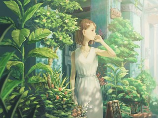 Quebra-cabeça «Girl and Plants»