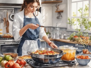 Пазл «Девушка готовить»