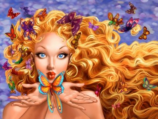 Jigsaw Puzzle «Girl and butterflies»