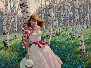 Jigsaw Puzzle «The girl and the birch»