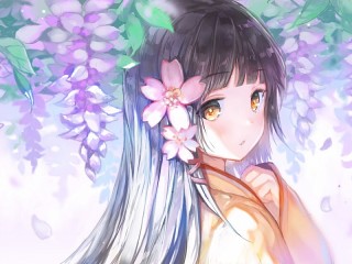 Jigsaw Puzzle «Girl and Wisteria»