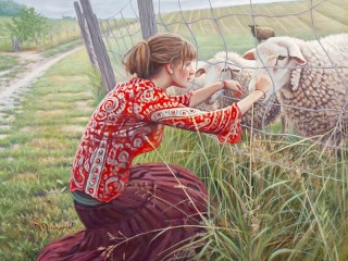 Jigsaw Puzzle «Girl and sheep»