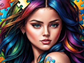 Jigsaw Puzzle «Girl and puzzles»