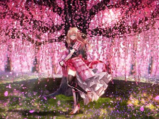 Rompecabezas «Girl and Sakura»