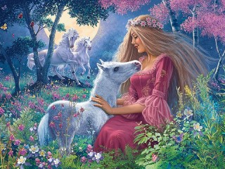 Jigsaw Puzzle «Girl and foal»