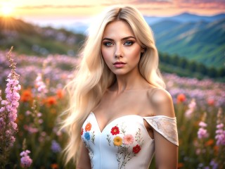 Rompecabezas «Girl and flower field»