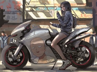 Jigsaw Puzzle «The girl on a motorcycle»