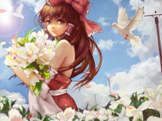 Jigsaw Puzzle «Girl with a bouquet»