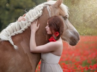 Quebra-cabeça «Girl with horse»