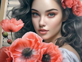 Jigsaw Puzzle «Girl with poppies»