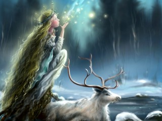 Jigsaw Puzzle «Girl with deer»