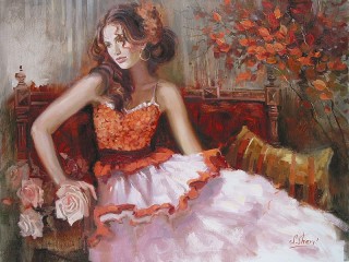Jigsaw Puzzle «Girl with roses»