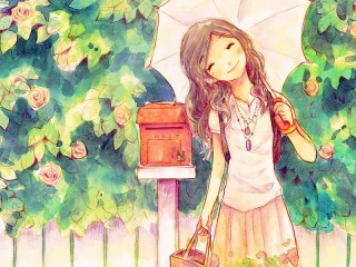 Пазл «Девушка с зонтом»