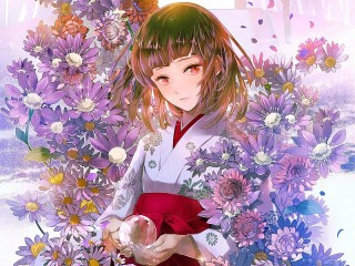 Rompecabezas «Girl among flowers»