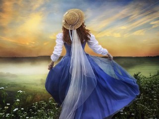 Jigsaw Puzzle «Girl in blue»