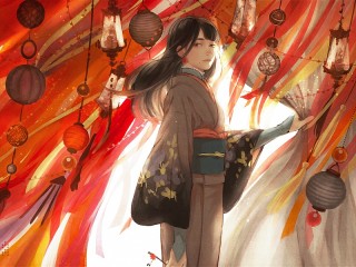 Пазл «Девушка в кимоно»