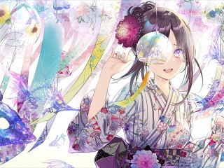 Puzzle «Girl in kimono»