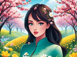 Puzzle «Girl spring»