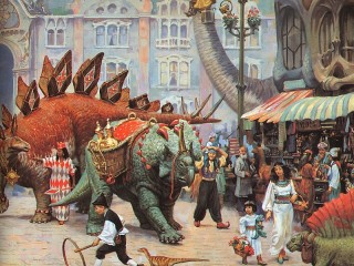 Пазл «Динозавры на рынке»