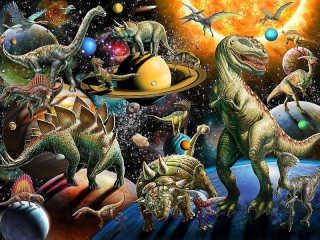 Пазл «Динозавры в космосе»