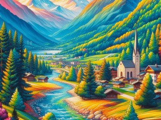 Puzzle «Valley in the Alps»