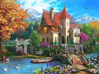 Пазл «Дом у реки»