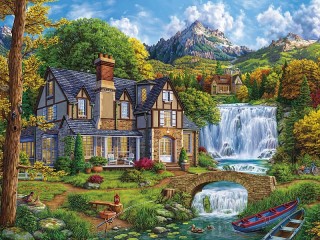 Пазл «Дом у водопада»