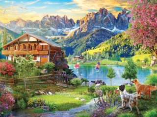 Puzzle «house in the mountains»