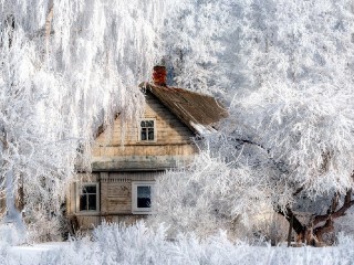 Пазл «Дом в снегах»