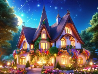 Пазл «House with flower garden»