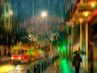 Jigsaw Puzzle «Rain on an empty street»
