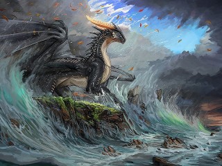 Puzzle «Dragon in waves»