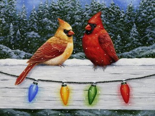Jigsaw Puzzle «Two cardinals»