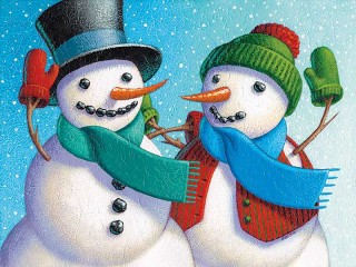 Пазл «Два снеговика»