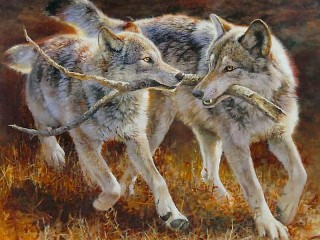 Jigsaw Puzzle «Two wolves»