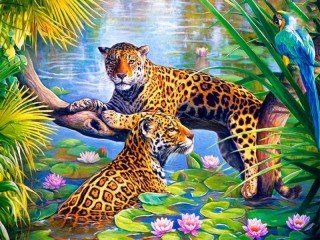 Quebra-cabeça «Two jaguars»