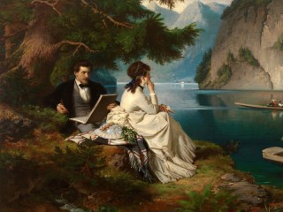 Zagadka «Elegant couple by the lake»