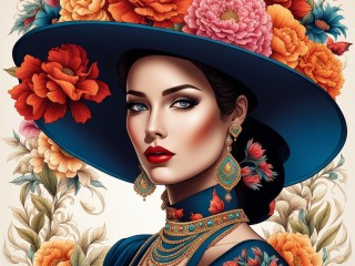 Пазл «Elegant woman and flowers»