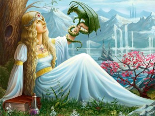 Пазл «Эльфийка и дракончик»