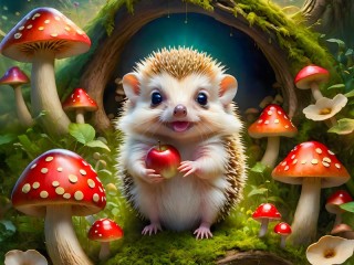 Bulmaca «Hedgehog with an apple»