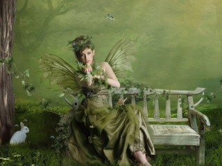 Jigsaw Puzzle «Fairy on the bench»