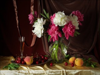 Пазл «Peonies and fruits»