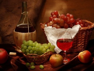 Пазл «Фрукты и вино»