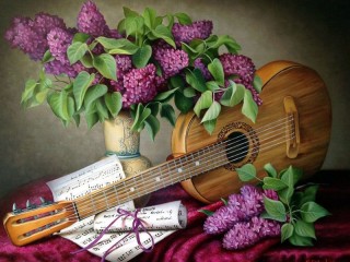 Пазл «Guitar and lilac»
