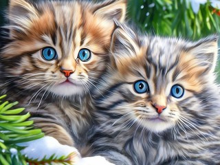 Quebra-cabeça «Blue eyed kittens»