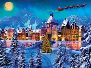 Jigsaw Puzzle «Town in the mountains»