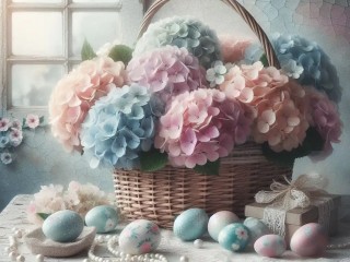 Слагалица «Hydrangea and Easter eggs»