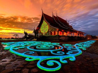 Jigsaw Puzzle «Temple at sunset»