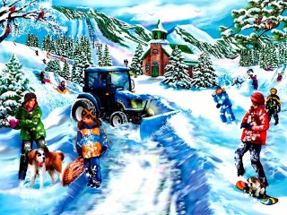 Jigsaw Puzzle «Playing in the snow»