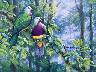 Jigsaw Puzzle «Emerald doves»